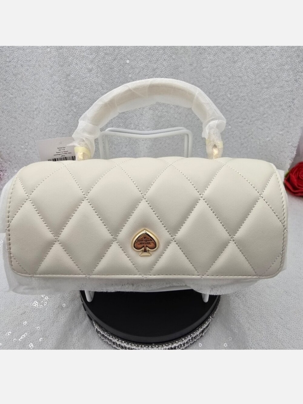 Kate Spade Heart Shaped Barrel Bag Quilted Leather Top Handle Crossbody